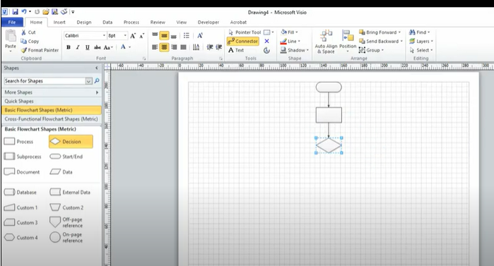 how to make a flowchart in Visio