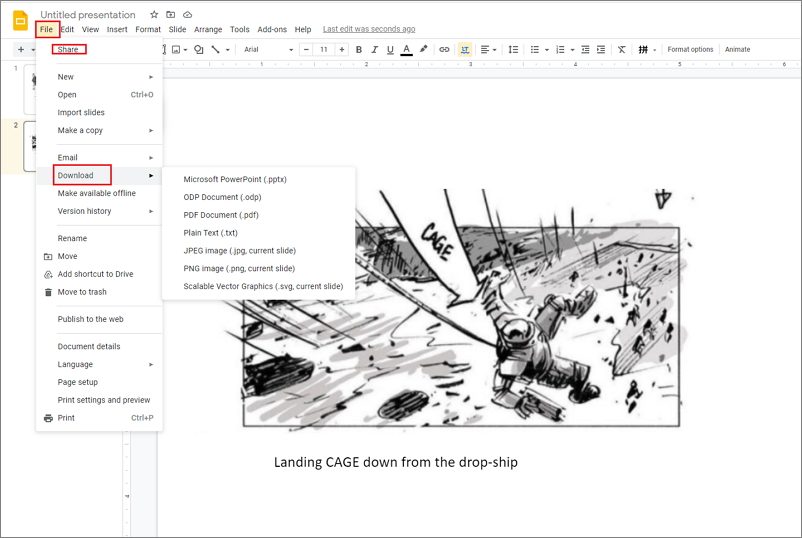 how to make a storyboard in Google Slides