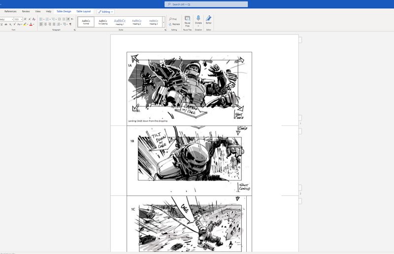 how to make a storyboard in Word