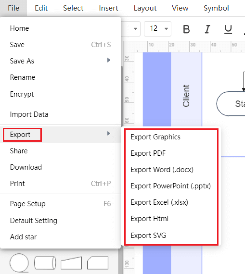 How to Create a Swimlane diagram Online - Export