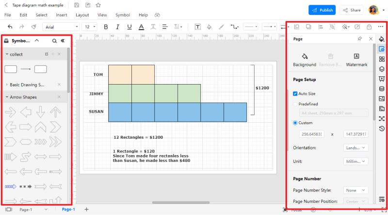 How to Create a Tape diagram Online - customize diagram