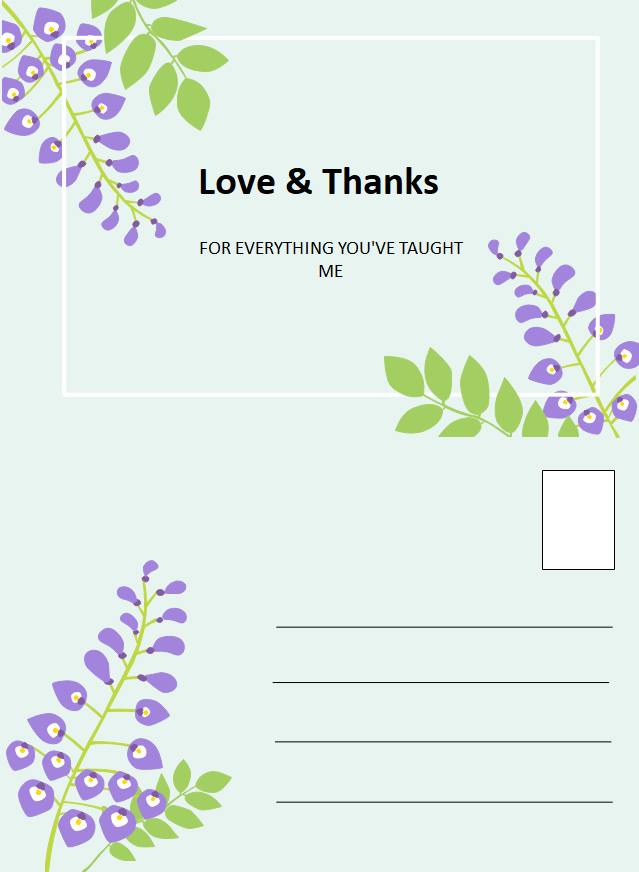 Thank You Card Word example