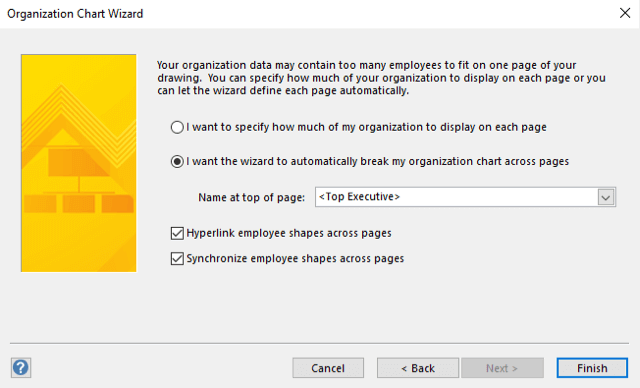 how to make a org chart in Visio