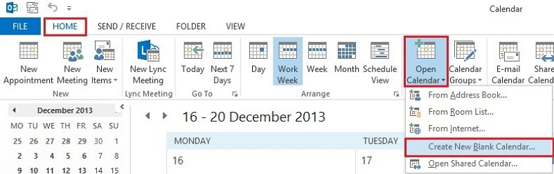 how to make a calendar in Outlook