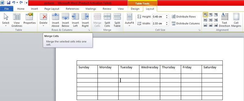 how to make a calendar in Word