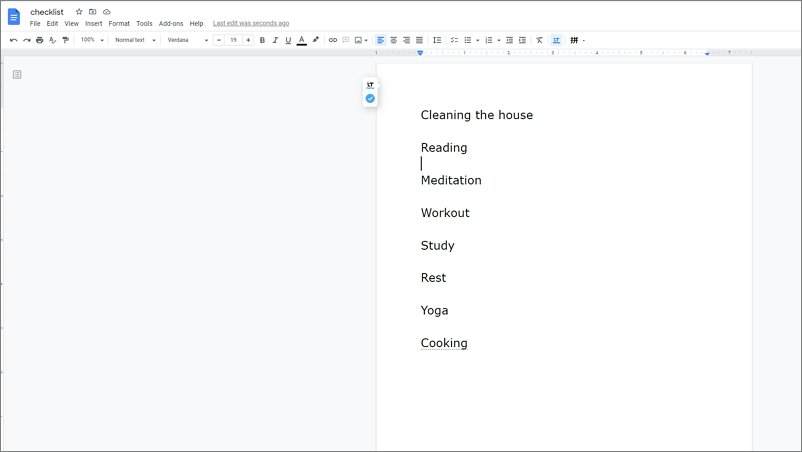 how to make a checklist in Google Docs