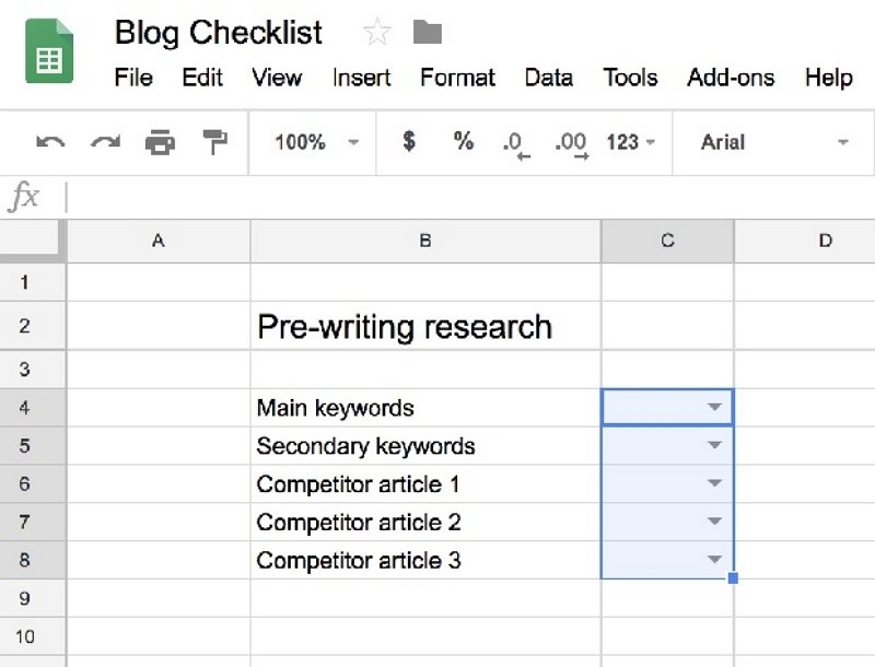 how to make a checklist in Google Sheets