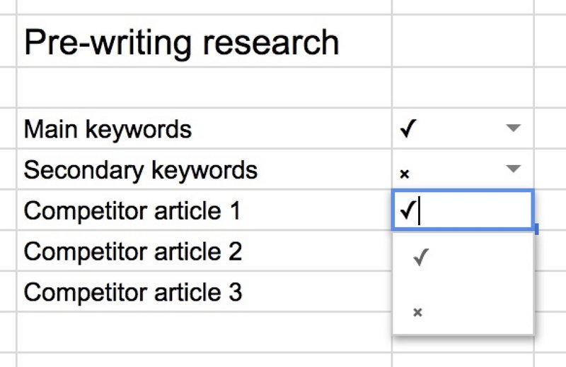 how to make a checklist in Google Sheets