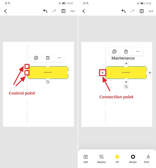 edrawmax app control and connection point