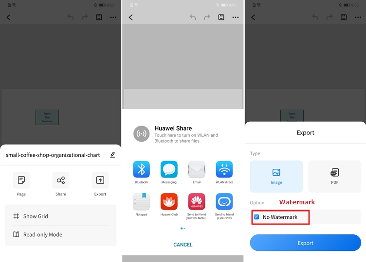 edrawmax app share and export settings