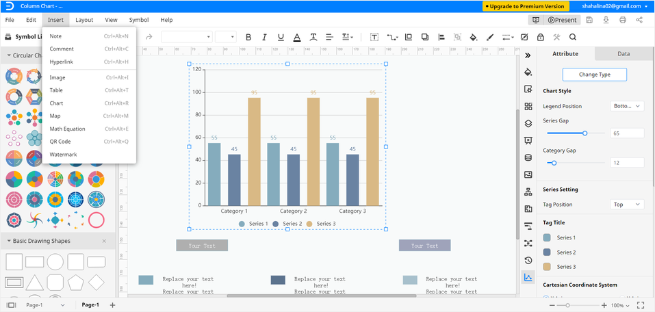 edraw insert chart option