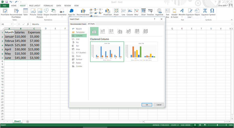 select column chart