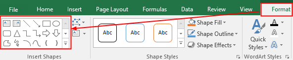 choose lines from the shape gallery in Excel