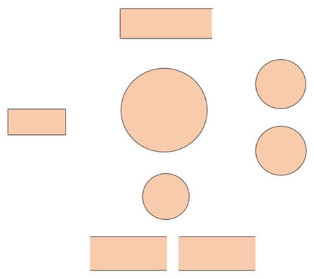 añadir formas para construir el diagrama de flujo de datos en PowerPoint