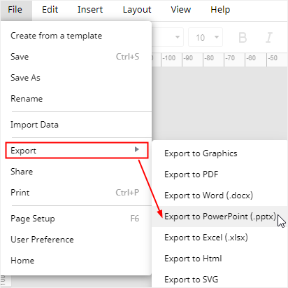 Exportar un diagrama de flujo de datos en Edraw Max