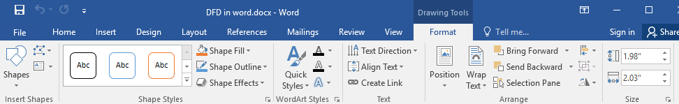 Format tab in Word