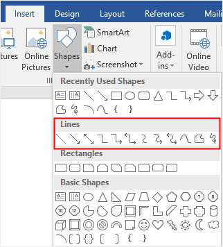 elegir formas de la galería de formas en Word