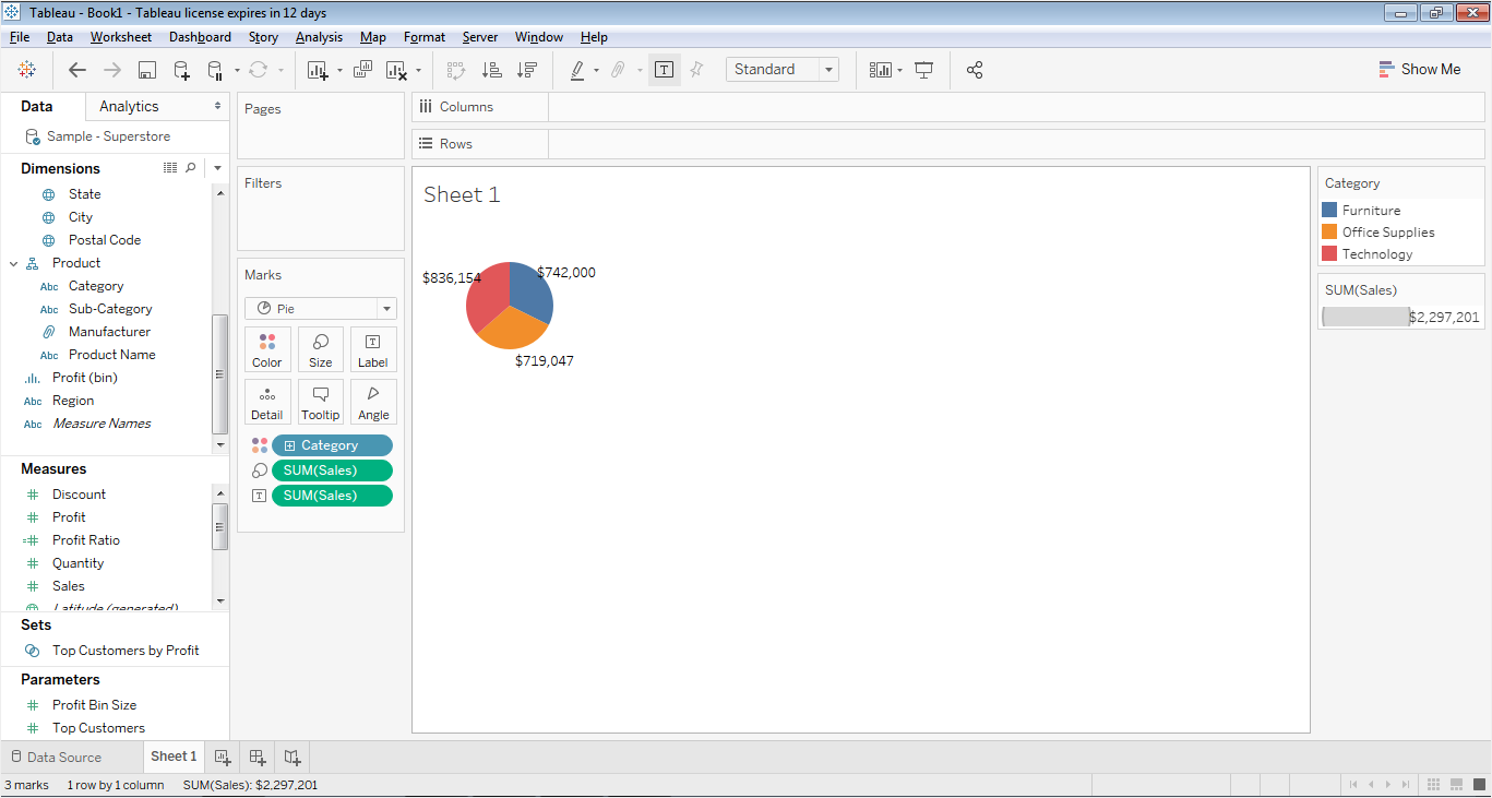 drag sales tab to size and label