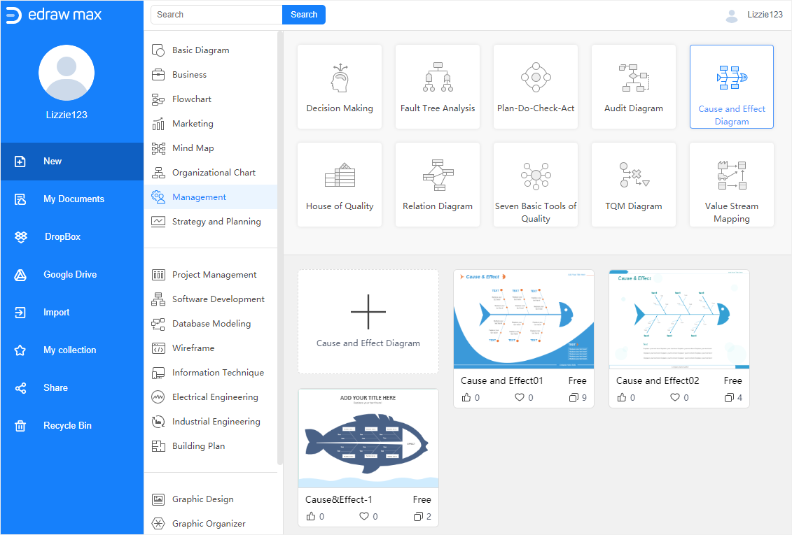 Abundant fishbone diagram templates in EdrawMax