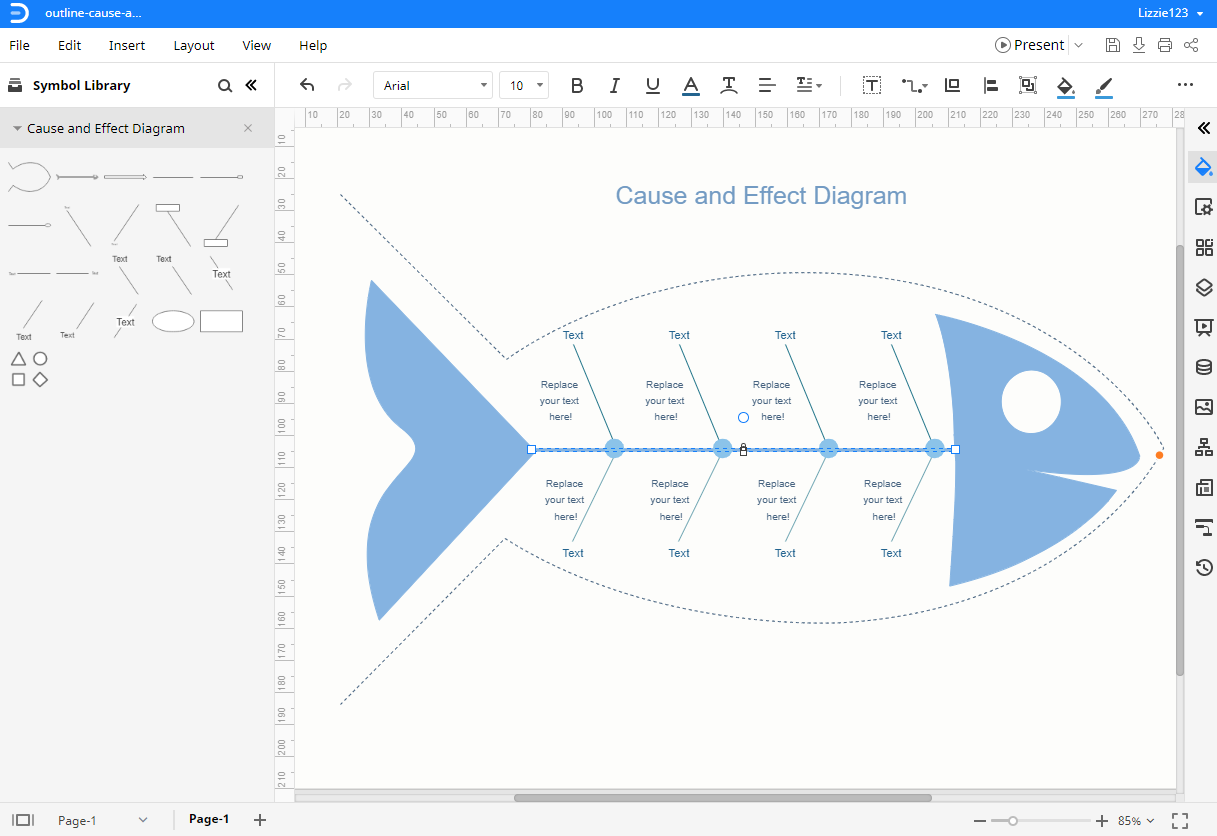 Make a fishbone diagram with the template in EdrawMax