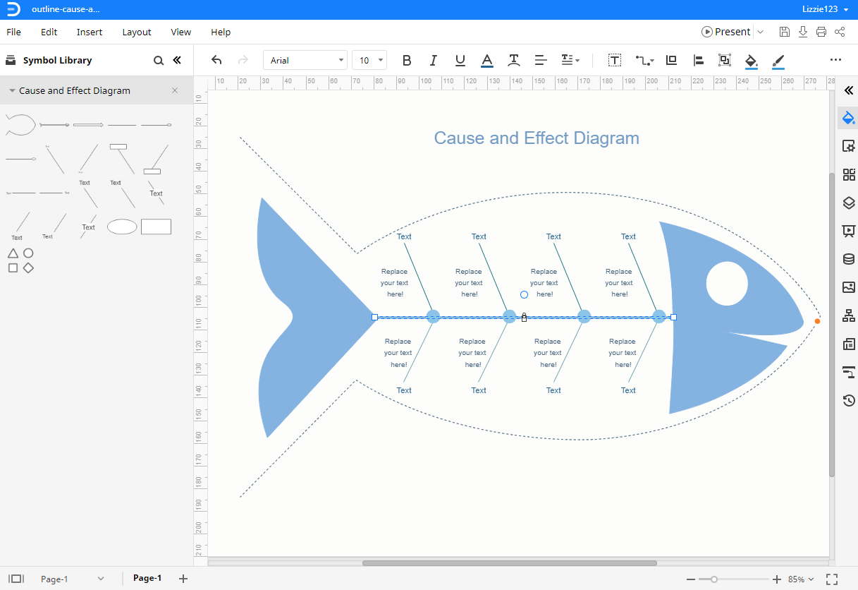 Haz un diagrama de Ishikawa con la plantilla en EdrawMax