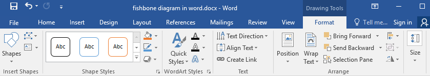Format tab in Word