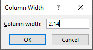 Column Width dialog box in Excel