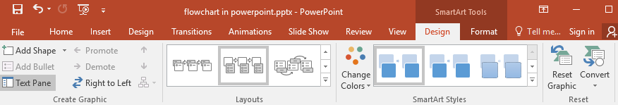 Design tab of SmartArt tools in PowerPoint