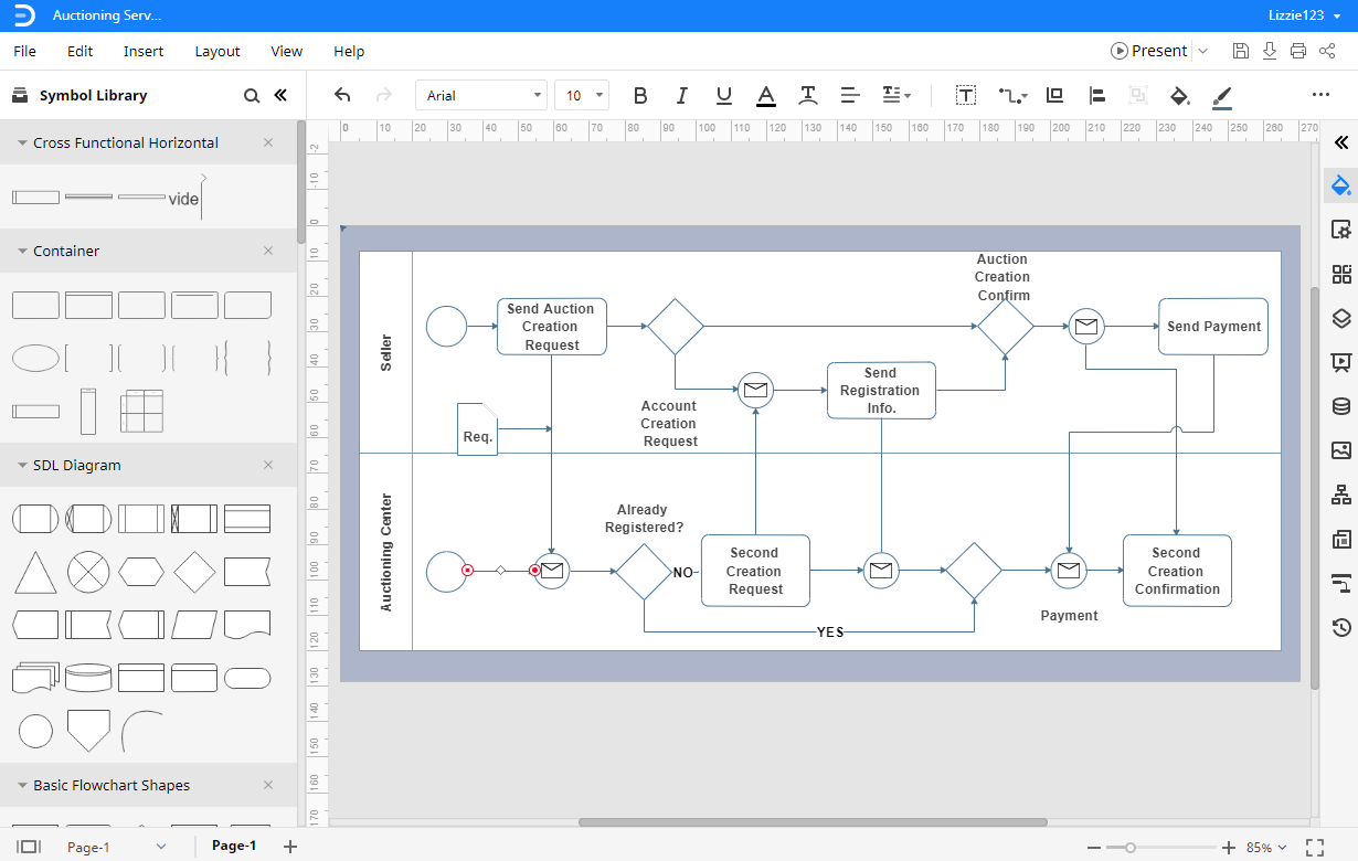 Haz un diagrama de flujo con la plantilla en EdrawMax