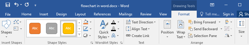 the options of Shape styles in Word