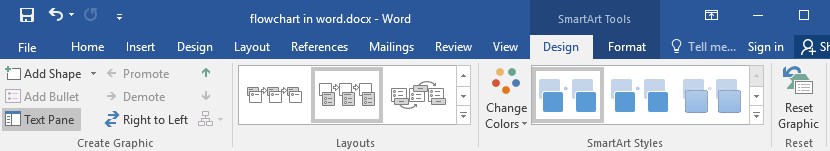 Design tab of SmartArt tools in Word