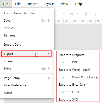 export a flowchart with edrawmax