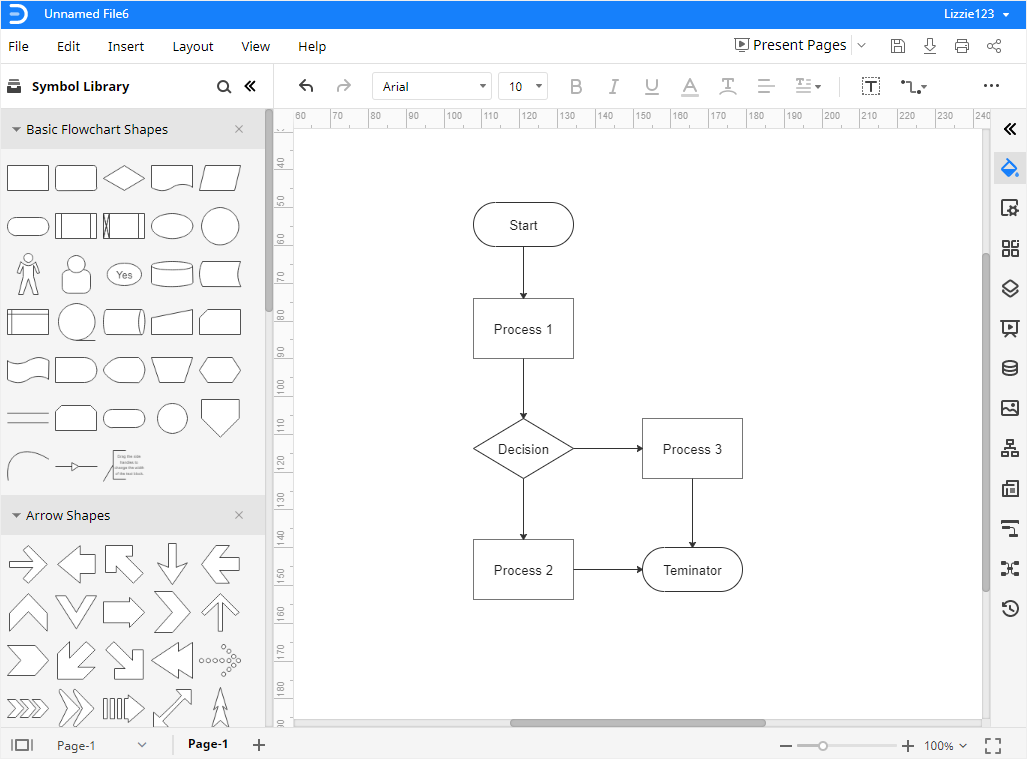 Anpassung von Flussdiagrammen in Edrawmax