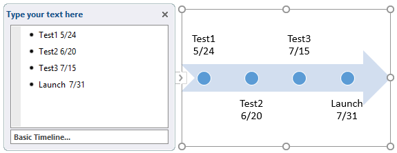 edit text in the timeline graphic