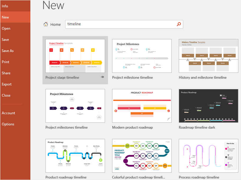 search timeline template