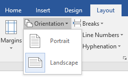 change page orientation in Word