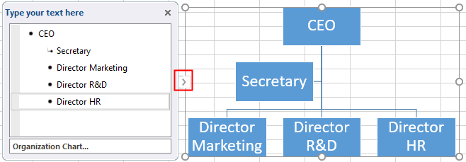 Añadir texto en el gráfico SmartArt en Excel