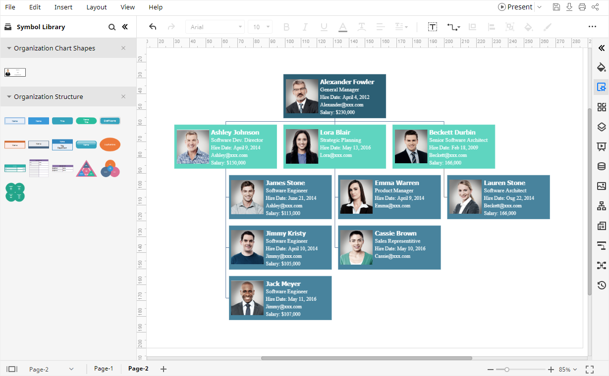 Make an org chart with the template in EdrawMax