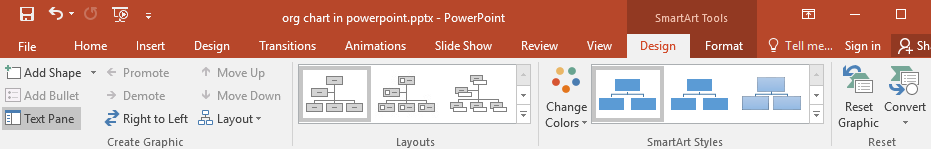 Design tab of SmartArt tools in PowerPoint