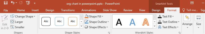 PowerPoint中SmartArt工具的格式选项卡