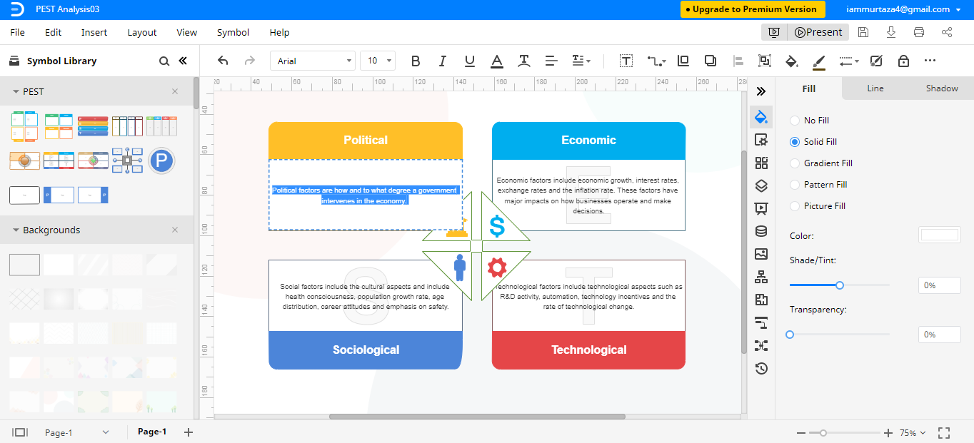 editar plantilla de pestel