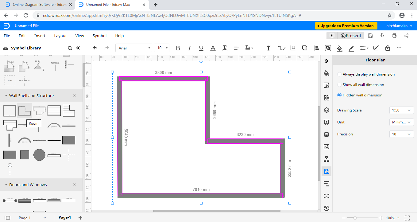 draw exterior walls