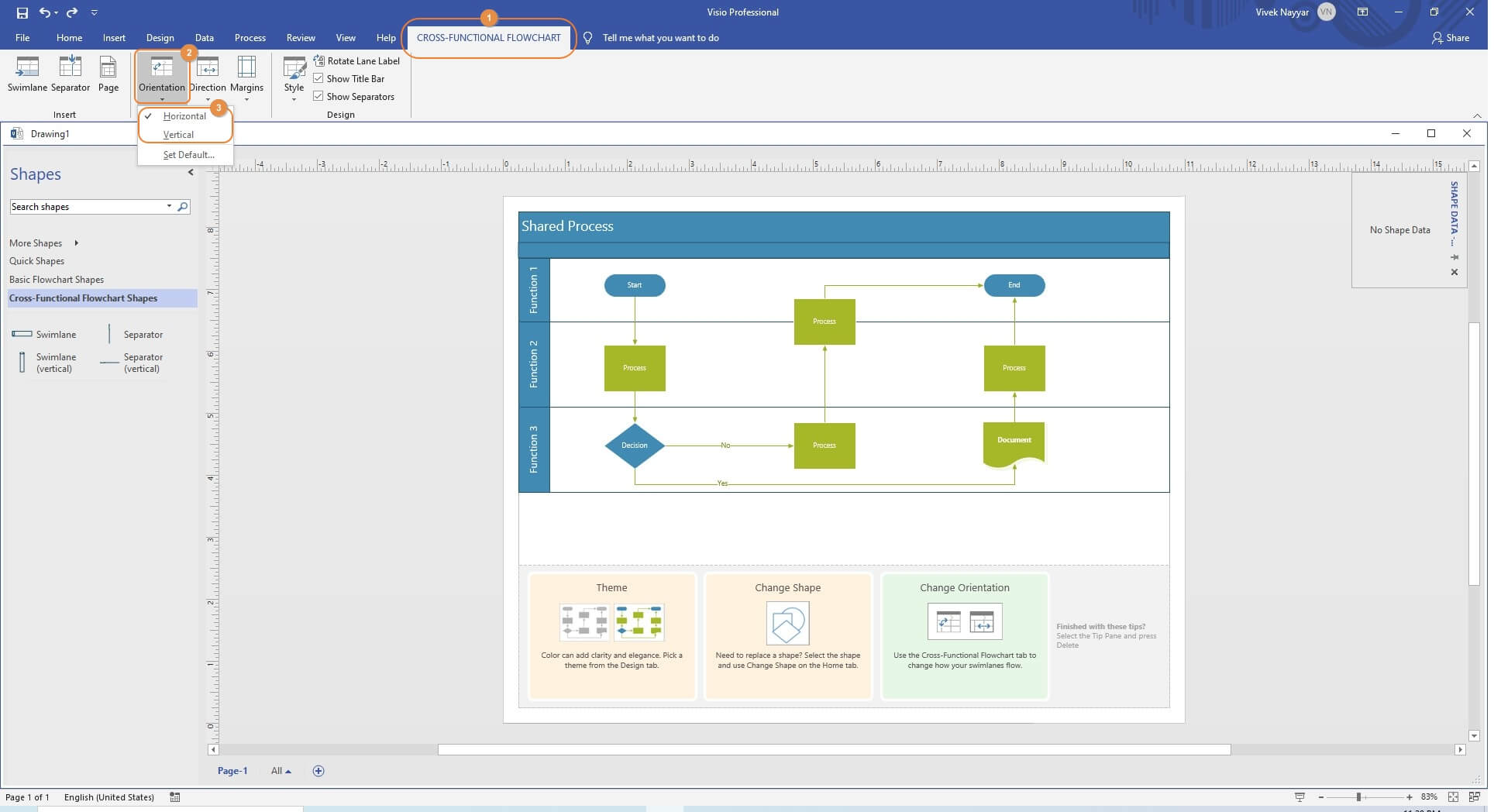 Modifier l'orientation du diagramme