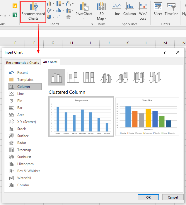 open Insert Chart window