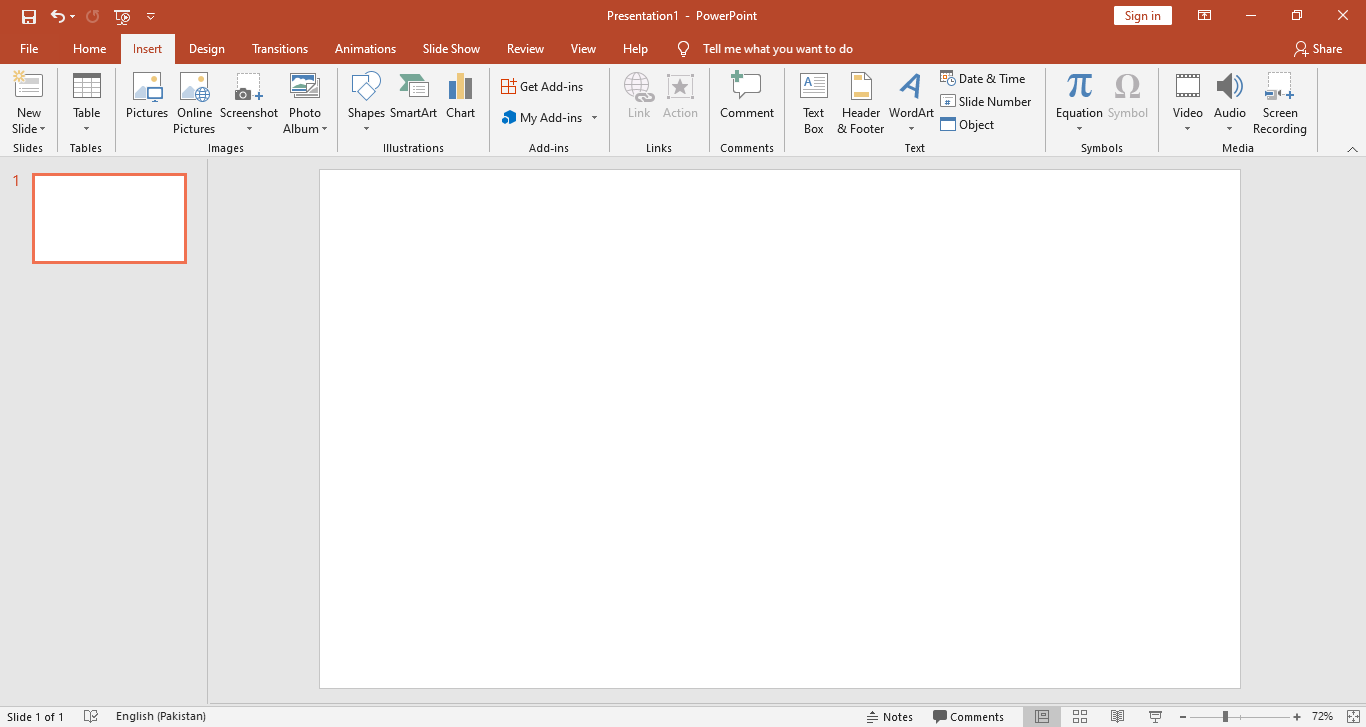 powerpoint insert tab