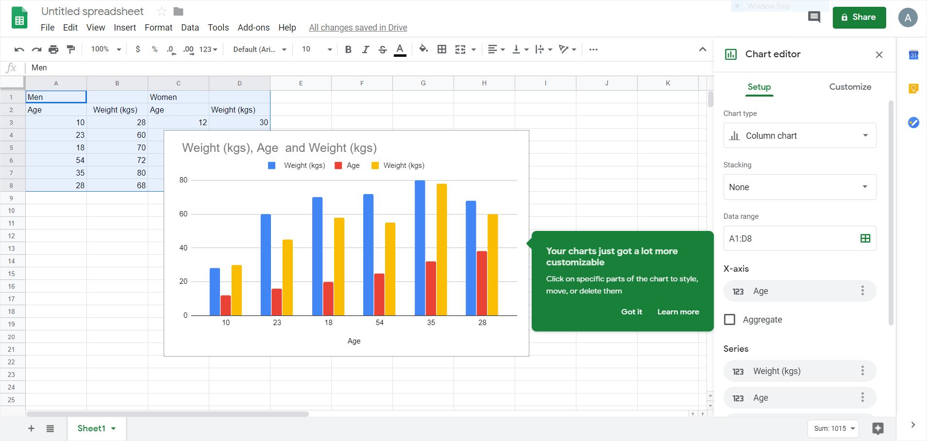 google insert chart