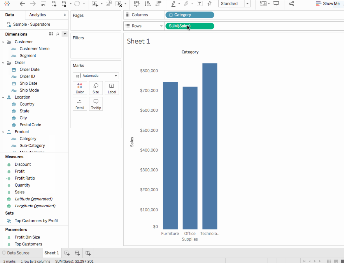 seleccionar datos en tableau