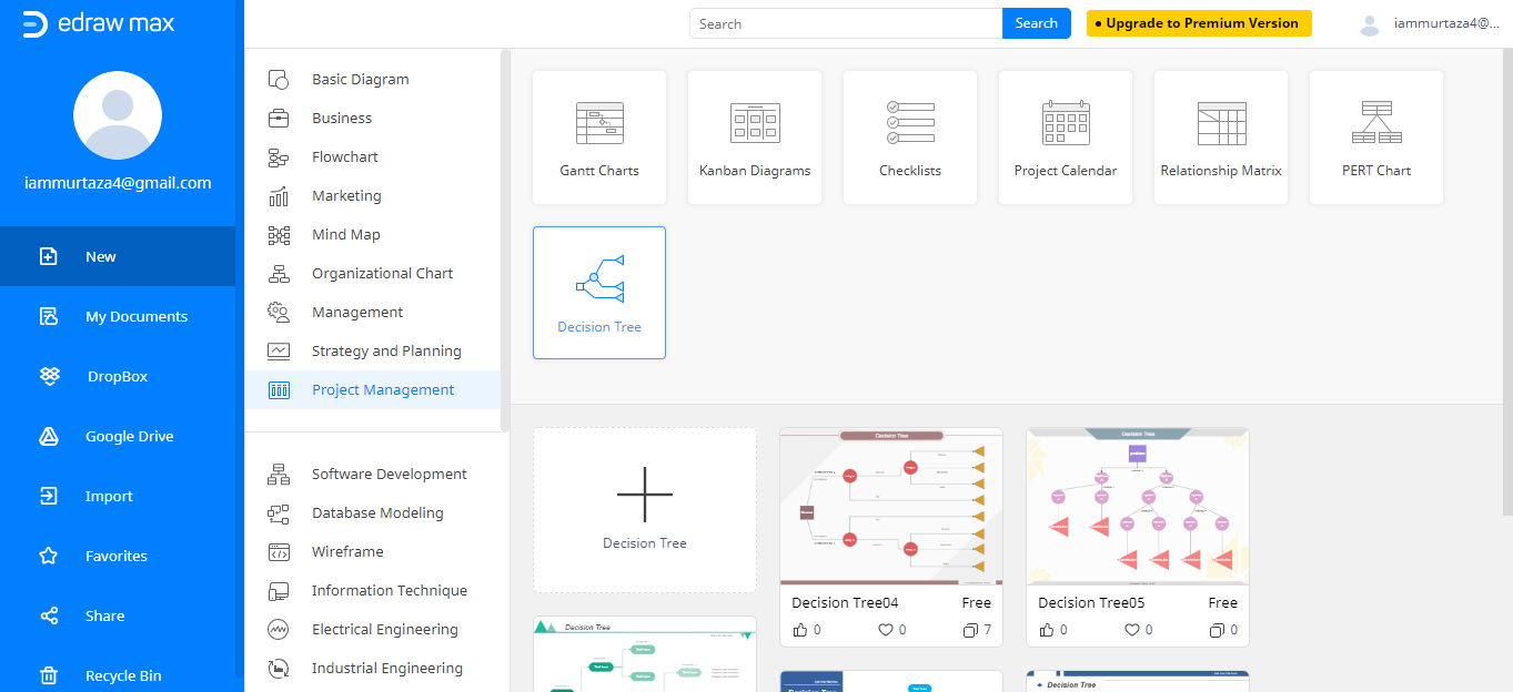 find decision tree template