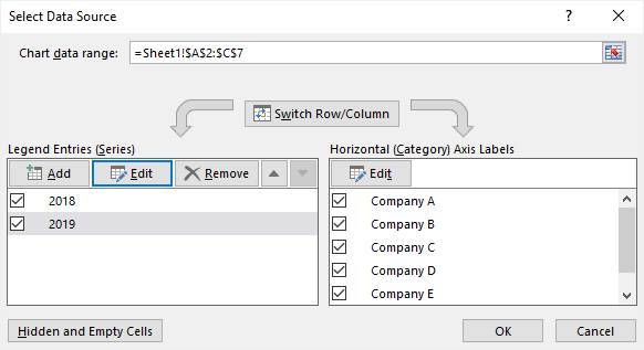 go back to the Select Data Source window