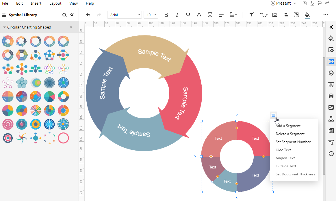 ajouter des formes circulaires intelligentes dans EdrawMax